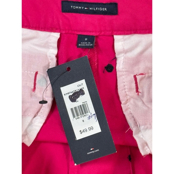 Tommy Hilfiger Womens Pink Polka Dot Chino Shorts Embroidered 5 " inseam sz 8 - Picture 4 of 6